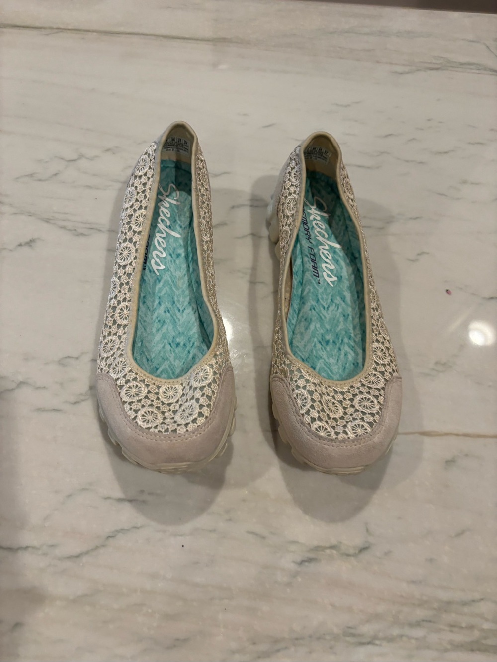 Skechers Women's Beige lace  Slip-On Flats